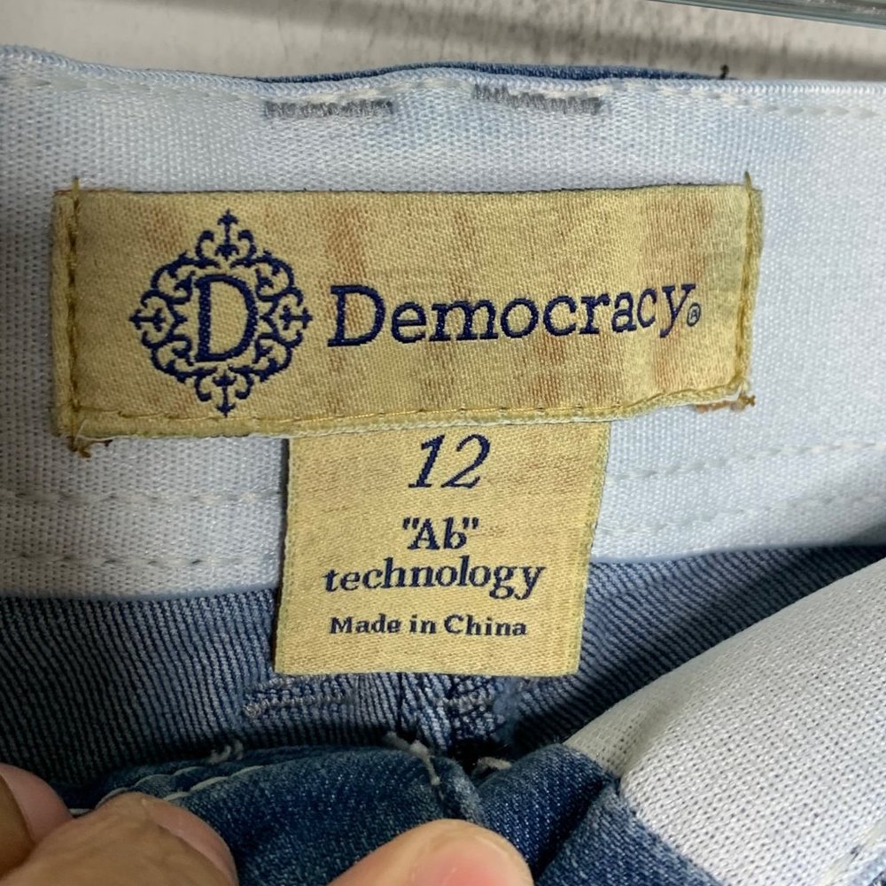 Democracy AB Technology Jeans Size 12 Blue Denim Distressed Casual - Picture 5 of 7